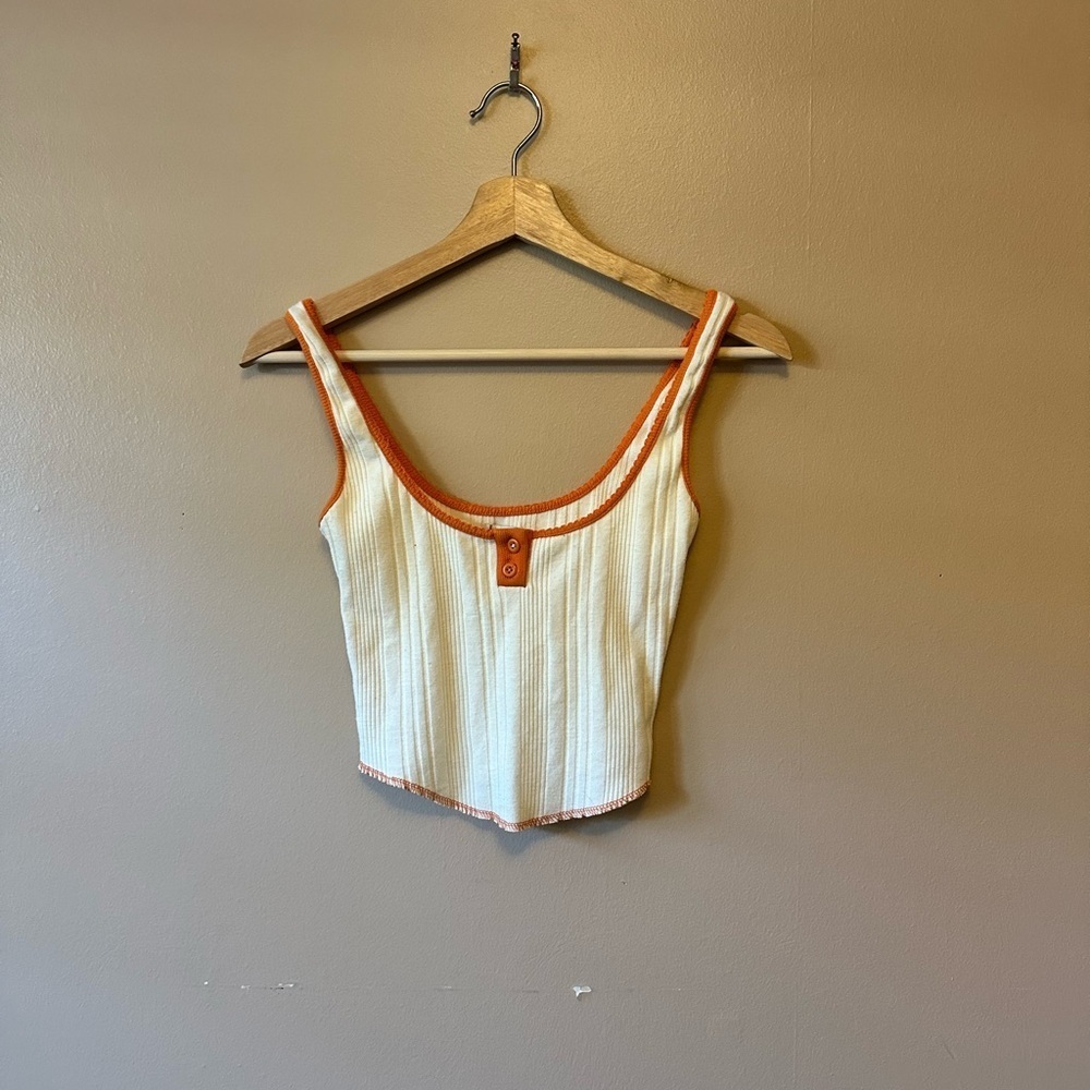 BOG Crop top Orange Cream Knit SZ XS 90s Retro Casual